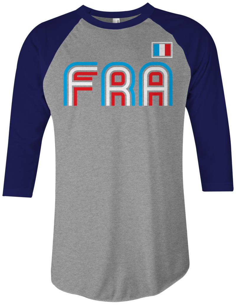 Frankreich Sportliche Retro-Serie Unisex Erwachsene Raglan T-Shirt von Threadrock