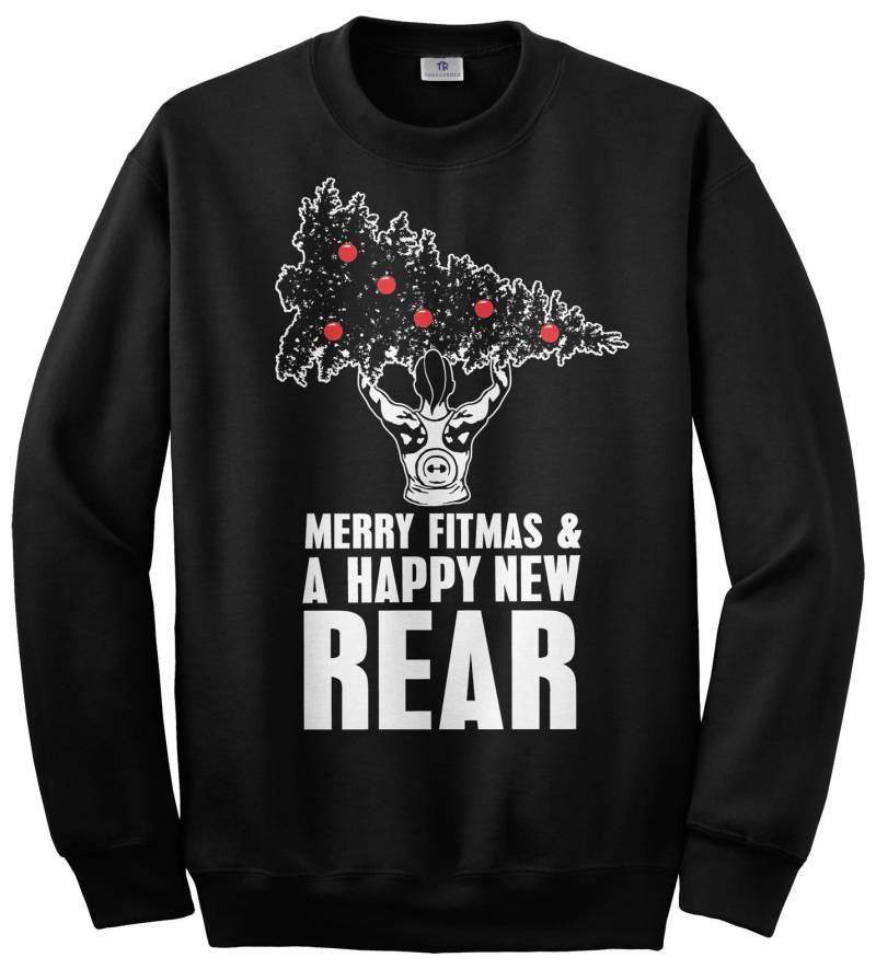 Frohe Fitmas & Ein Glückliches Hinten Neu Unisex Erwachsene Rundhals Sweatshirt Lustige Gym Shirt von Threadrock