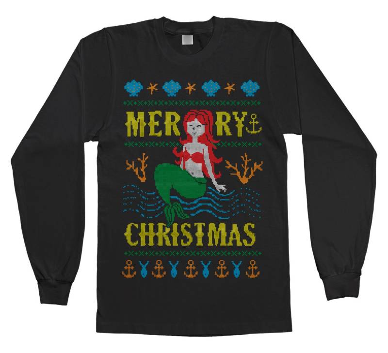 Frohe Weihnachten Meerjungfrau Hässlich Pullover Kinder Jugend Lang Und Kurzarm T-Shirt von Threadrock