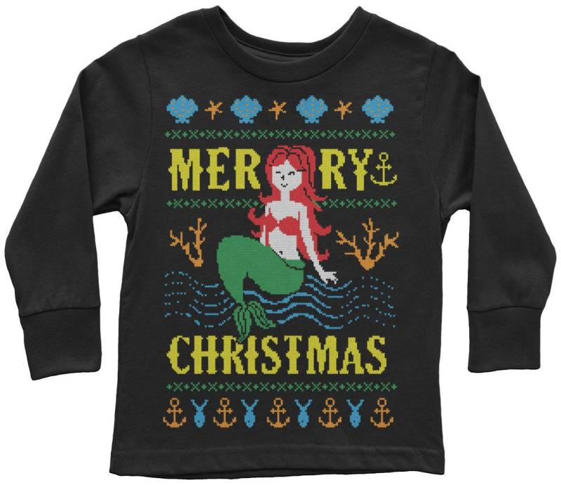 Frohe Weihnachten Meerjungfrau Hässlich Pullover Kinder Kleinkind Lang Und Kurzarm T-Shirt von Threadrock