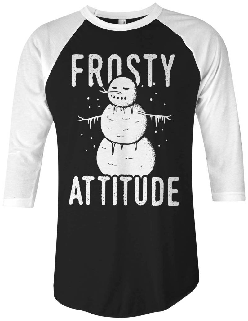 Frostige Haltung Schneemann Unisex Erwachsene Raglan T-Shirt von Threadrock
