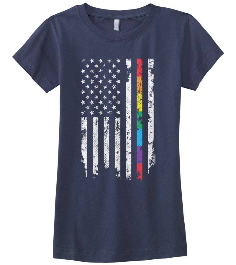 Gay-Pride Regenbogen Flagge Mädchen Ausgestattet Jugend T-Shirt von Threadrock