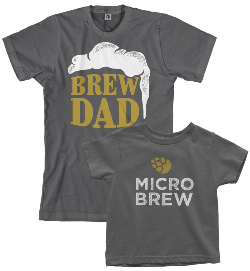Gebräu Papa & Micro Zu Brauen, Herren Und Kleinkind-Vater Sohn Oder Tochter Passende T-Shirt von Threadrock