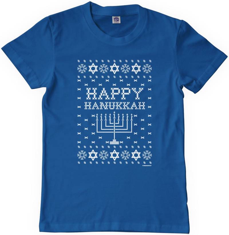 Glücklicher Hanukkah | Hässliche Pullover Design Unisex Kinder Jugend T-Shirt von Threadrock