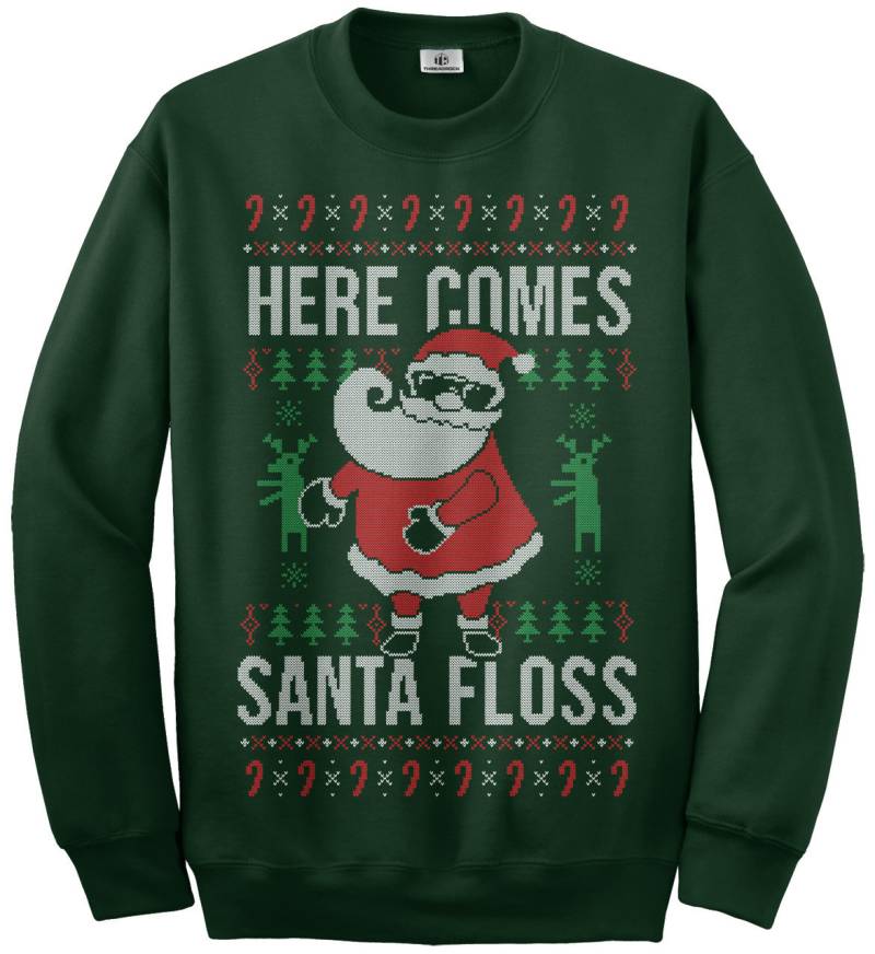 Hier Kommt Santa Floss Hässlich Weihnachten Pullover Kinder Unisex Jugend Sweatshirt von Threadrock