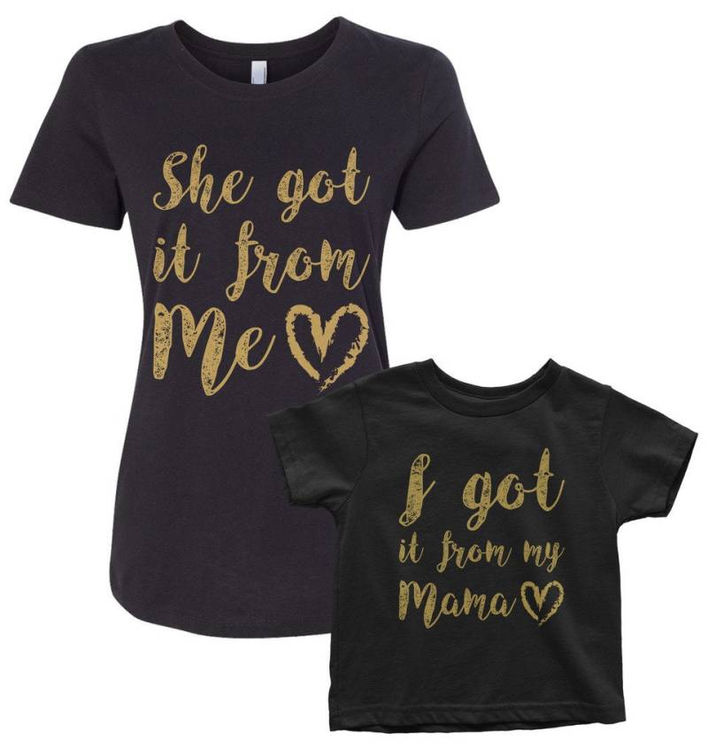 Ich Habe Es Von Meiner Mama Frauen - Und Kleinkind Mutter Sohn Oder Tochter Passenden T-Shirt-Set von Threadrock