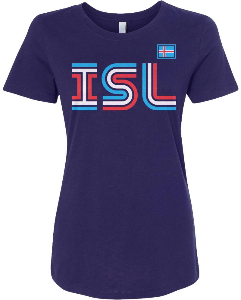 Island Athletic Retro Serie Damen Langarm T-Shirt - Raw-Edge Raglan Kurzarm V-Ausschnitt Ausgestattet von Threadrock