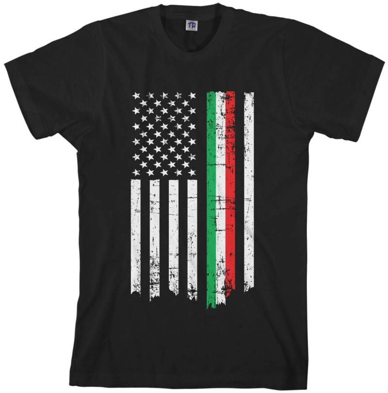 Italienisch American Thin Line Flag Herren Kurzarm Oder Langarm T-Shirt Italien Farben Usa Stolz - Ta_00418 von Threadrock