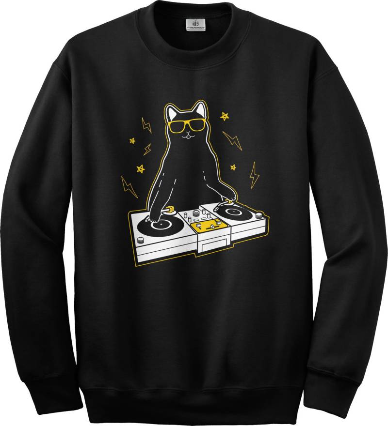 Katze Dj - Unisex Erwachsene Rundhals Sweatshirt Oder Pullover Hoodie von Threadrock