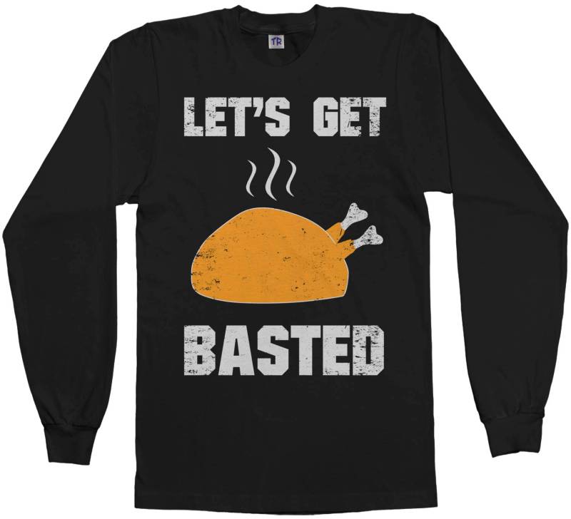 Lass Uns Festgesteckt Herren Langarm T-Shirt - Kurzarm Tank-Top Thanksgiving-Truthahn Lustig Trinken Shirt von Threadrock