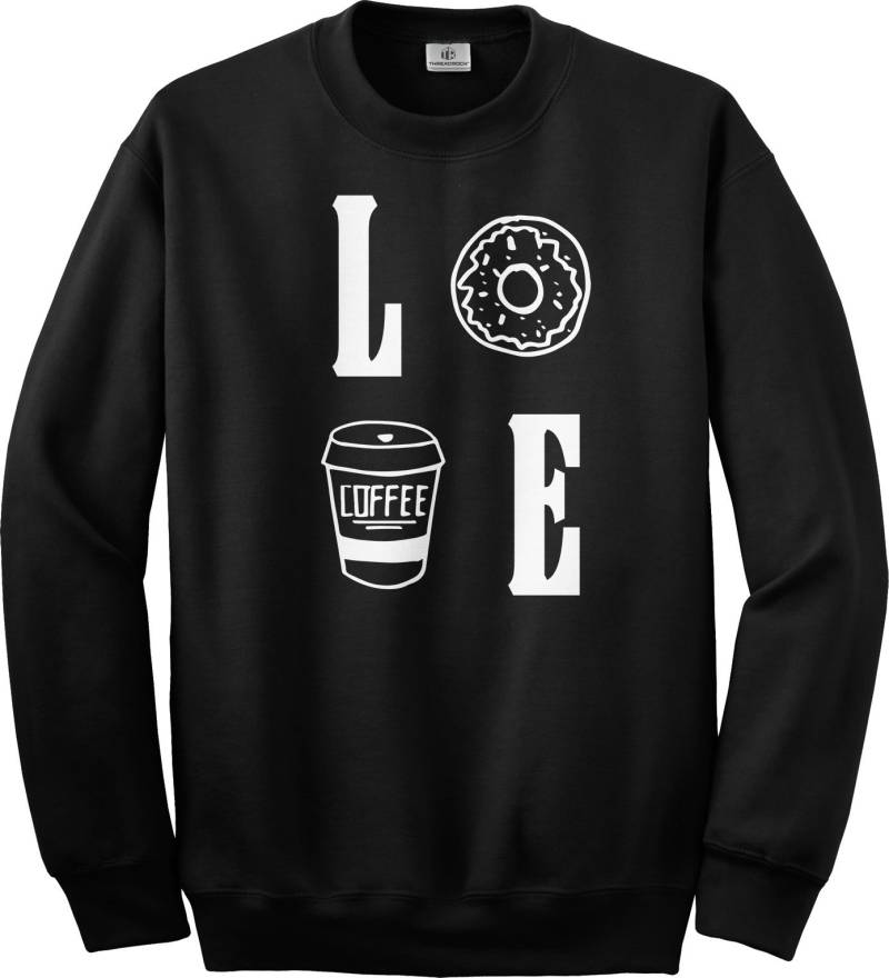 Love Donuts & Coffee-Unisex Adult Crew Neck Sweatshirt Or Pullover Hoodie von Threadrock