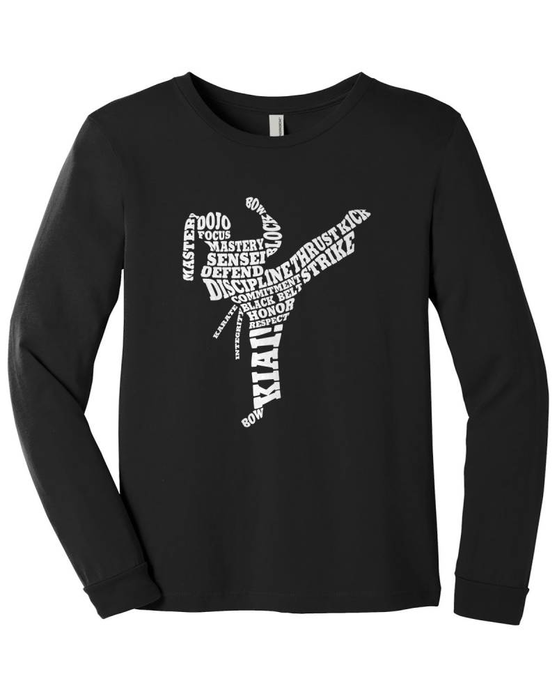 Mädchen Karate Typografie - Kinder Jugend Langarm T-Shirt von Threadrock