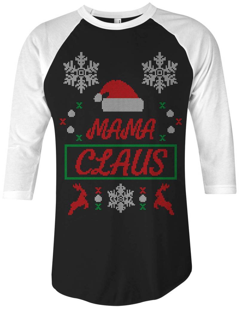 Mama Claus Christmas Pullover Unisex Erwachsene Raglan T-Shirt von Threadrock