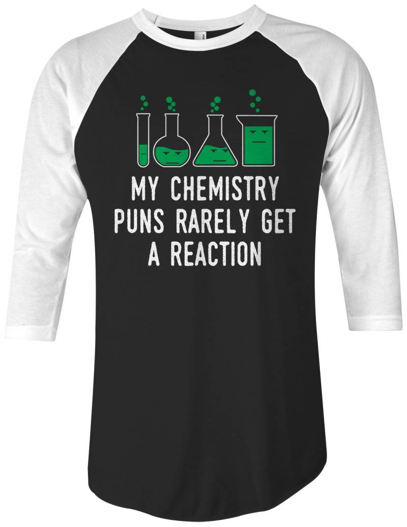 Meine Chemie-Wortspiele Bekommen Selten Eine Reaktion Unisex Erwachsene Raglan T-Shirt von Threadrock