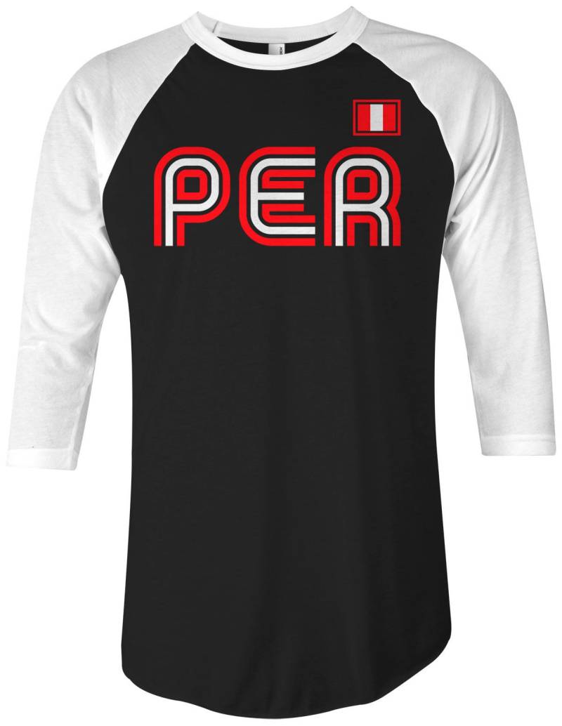 Peru Sportliche Retro-Serie Unisex Erwachsene Raglan T-Shirt von Threadrock
