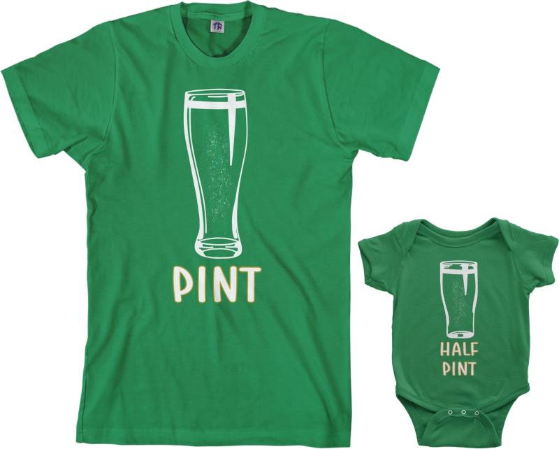 Pint & Halbes Herren T-Shirt Und Säugling Body Papa Baby Passende Set von Threadrock