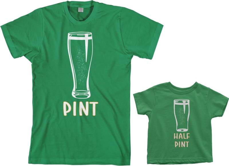 Pint & Halbes Männer Und Kleinkind-Vater Sohn Oder Tochter Passende T-Shirt Set von Threadrock