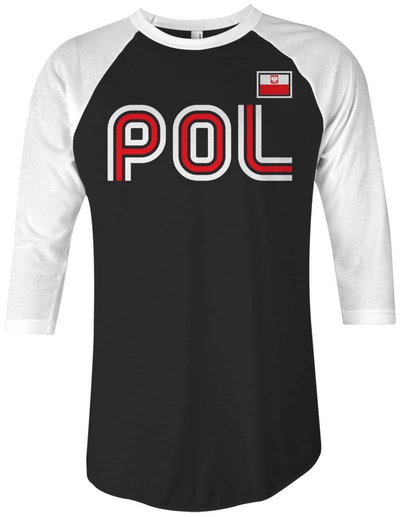Polen Sportliche Retro-Serie Unisex Erwachsene Raglan T-Shirt von Threadrock
