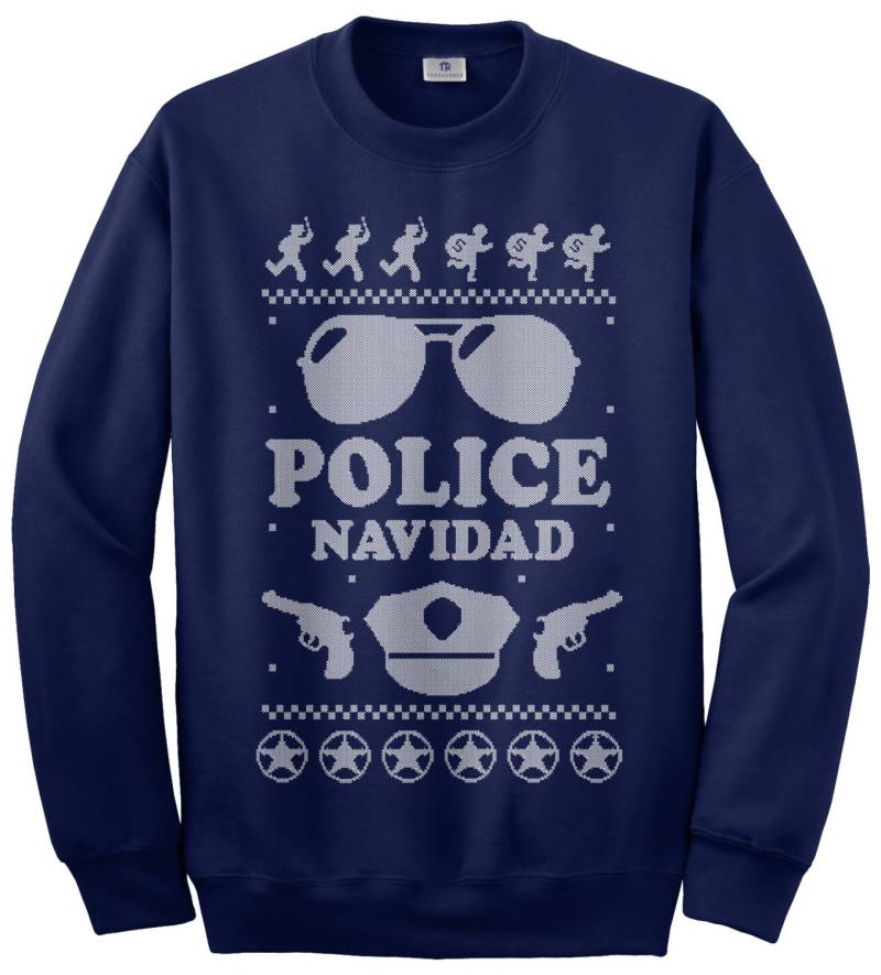 Polizei Navidad Hässlich Weihnachten Pullover Unisex Erwachsene Rundhals Sweatshirt von Threadrock
