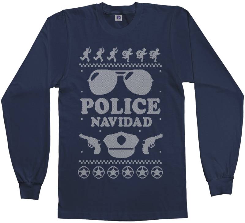 Polizei Navidad Hässliche Weihnachten Pullover Herren Kurzarm Oder Langarm T-Shirt von Threadrock