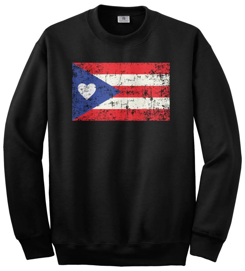 Puerto Rico Flagge Mit Herz Unisex Erwachsene Rundhals Sweatshirt Oder Pullover Hoodie von Threadrock
