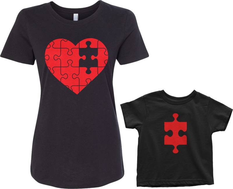 Puzzle Herz & Fehlende Stück Frauen Und Kleinkind-Mutter Sohn Oder Tochter Passende T-Shirt von Threadrock