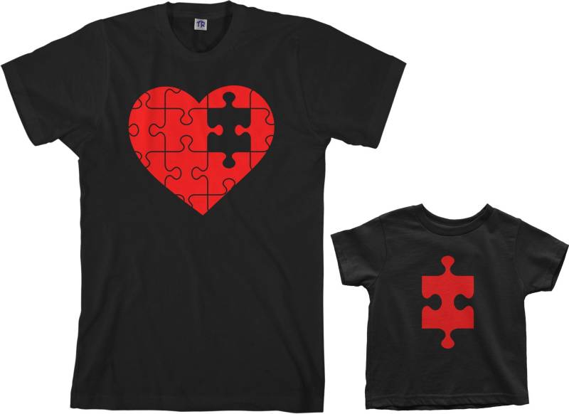 Puzzle Herz & Fehlende Stück Männer Und Kleinkind-Vater Sohn Oder Tochter Passende T-Shirt von Threadrock
