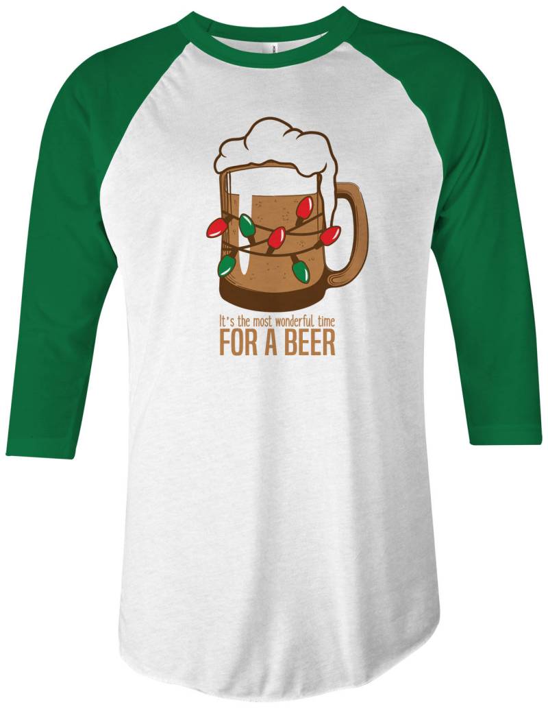Schönste Zeit Für Ein Bier Unisex Erwachsene Raglan T-Shirt Lustig Trinken Shirt von Threadrock
