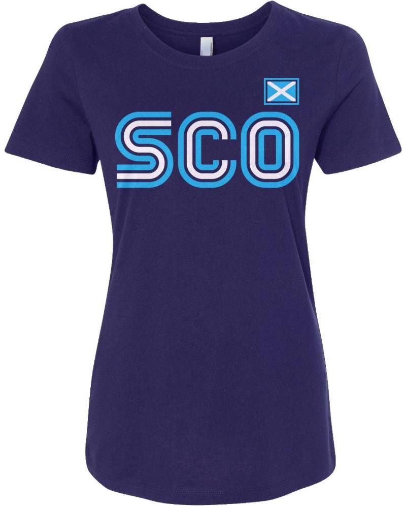 Schottland Athletic Retro Serie Damen Langarm T-Shirt - Raw-Edge Raglan Kurzarm V-Ausschnitt Ausgestattet von Threadrock