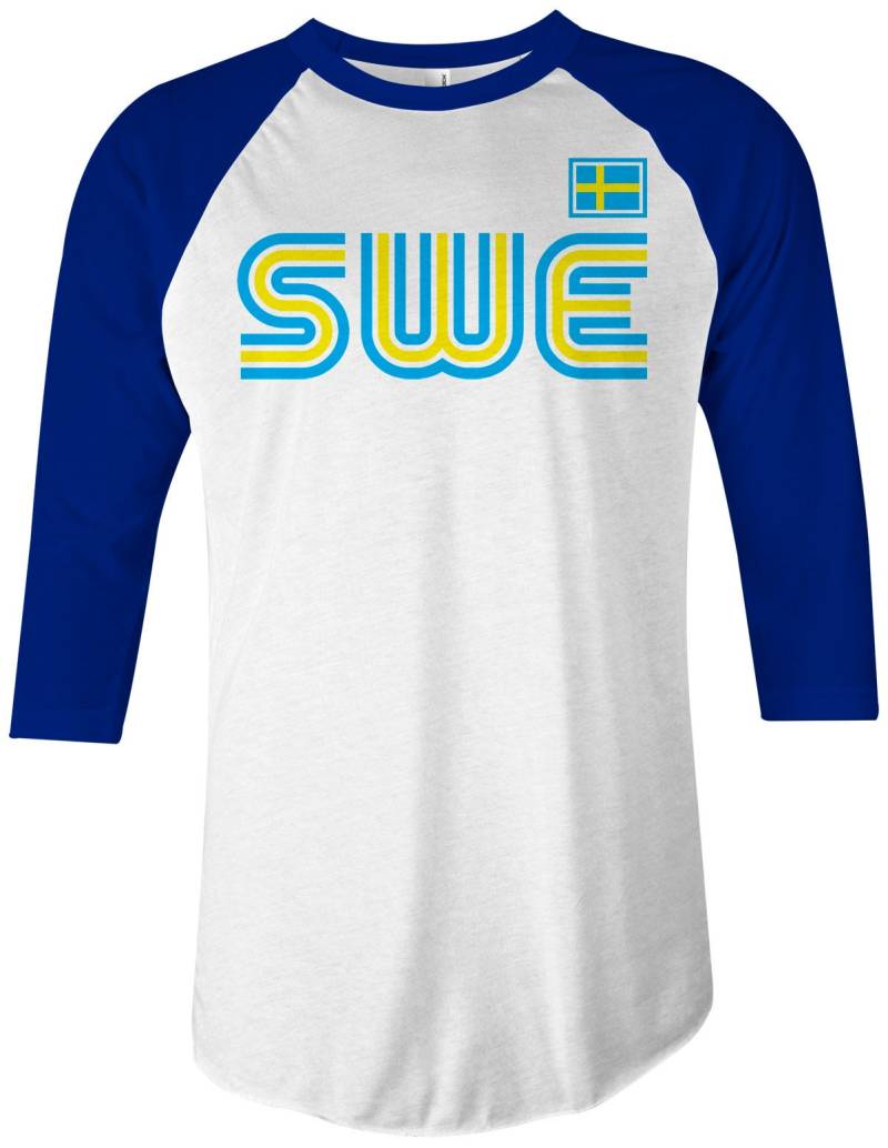 Schweden Sportliche Retro-Serie Unisex Erwachsene Raglan T-Shirt von Threadrock