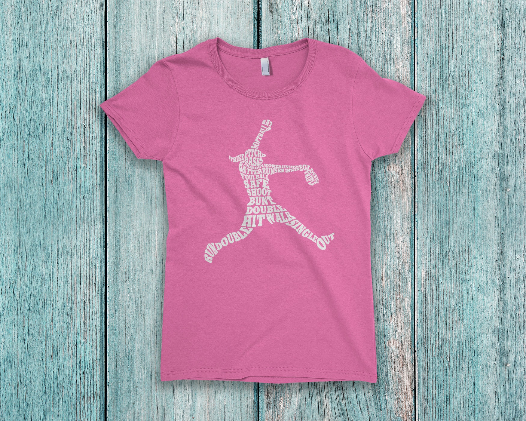 Softball-Spieler Typografie Kinder Jugend Mädchen Ausgestattet T-Shirt von Threadrock