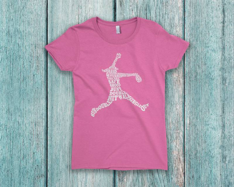 Softball-Spieler Typografie Kinder Jugend Mädchen Ausgestattet T-Shirt von Threadrock