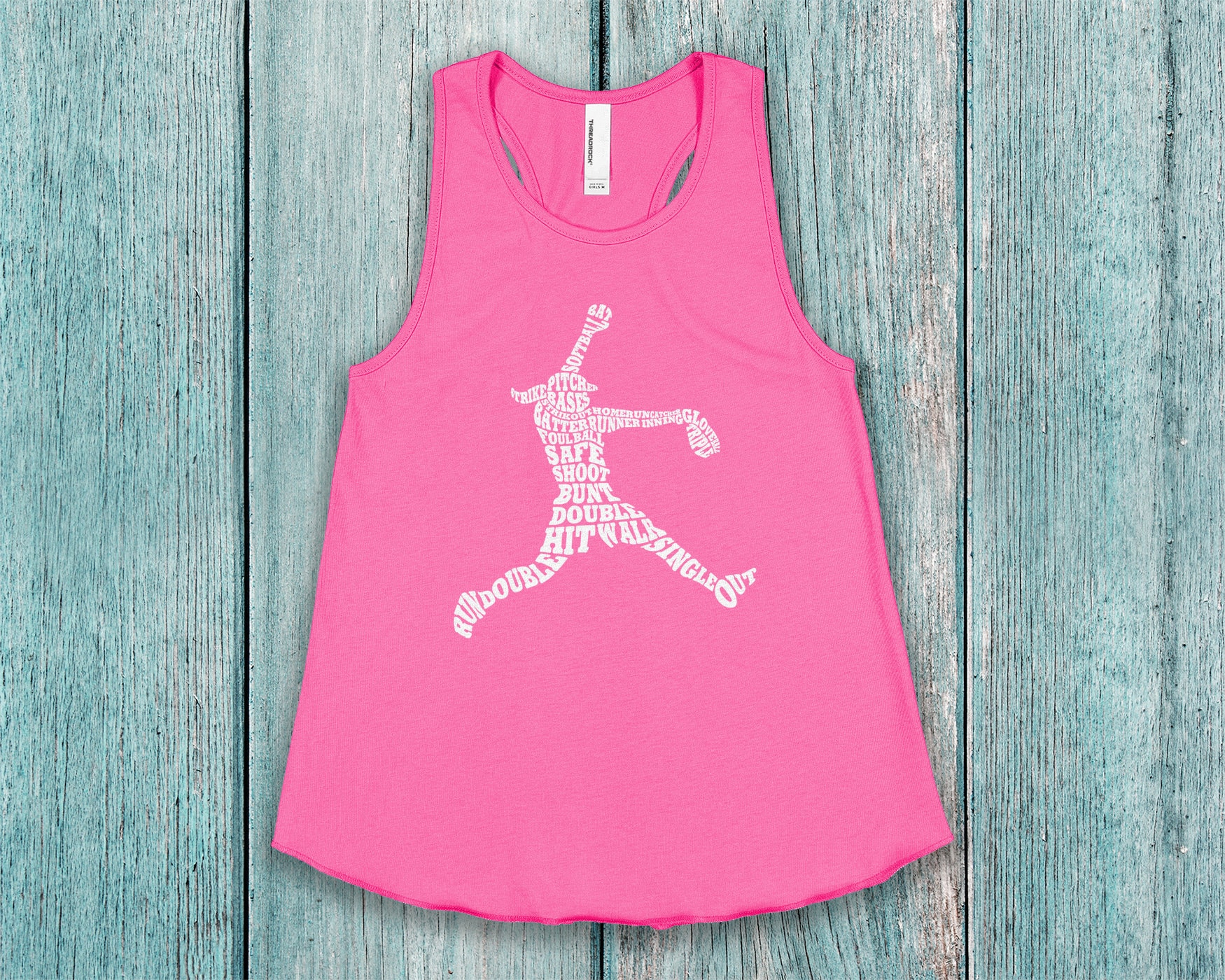 Softball Spieler Typografie Kinder Jugend Mädchen Racerback Tank Top von Threadrock