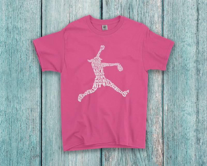 Softball Spieler Typografie Kinder Jugend Mädchen T-Shirt von Threadrock