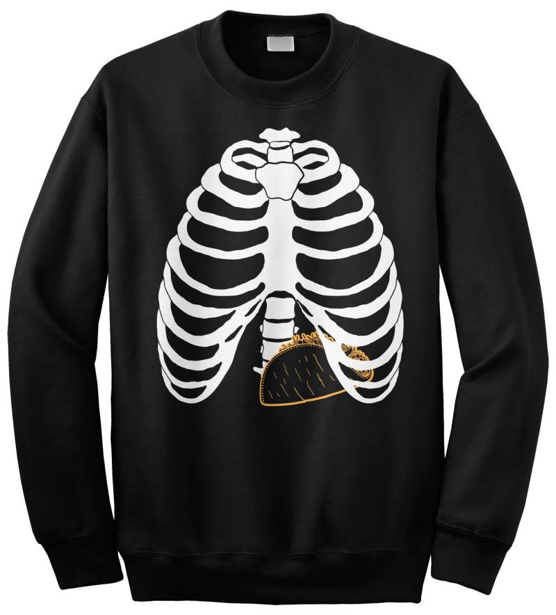 Taco Skelett Brustkorb Halloween Kostüm Unisex Erwachsene Rundhals Sweatshirt von Threadrock