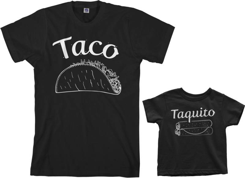 Taco & Taquito Männer Und Kleinkind-Vater Sohn Oder Tochter Passende T-Shirt Set von Threadrock
