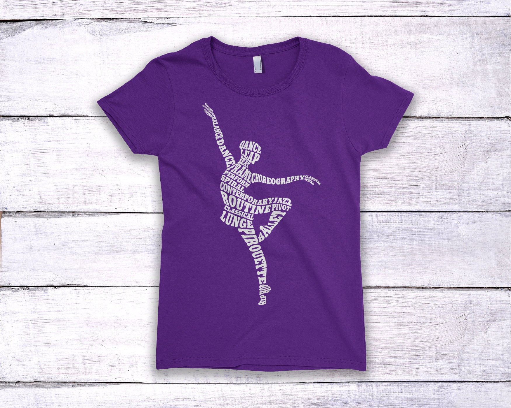 Tanzenballerina Ballett Tanz Typografie Kinder Jugend Mädchen Ausgestattet T-Shirt von Threadrock