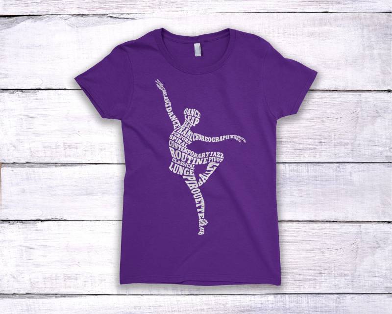 Tanzenballerina Ballett Tanz Typografie Kinder Jugend Mädchen Ausgestattet T-Shirt von Threadrock