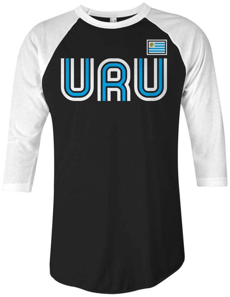 Uruguay Sportliche Retro-Serie Unisex Erwachsene Raglan T-Shirt von Threadrock