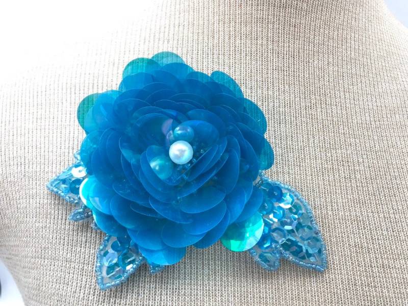 Blaue Pailletten Blume, Perlen Brosche, Nähen Auf Patch, Diy Bouquet Versorgung, Handwerk Türkis 3D Blume Blaue Pailletten Blume, Perlen Brosche, Nähen Auf Patch, Diy Bouquet Versorgung, Handwerk Türkis 3D Blume von Threads2Trends