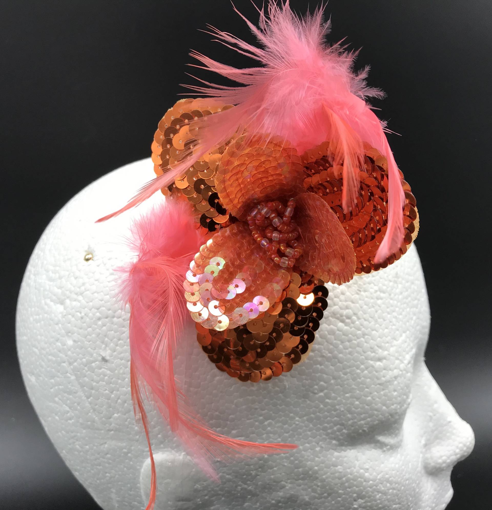 Pailletten Blume, Blume Anstecker Mit Federn, Kopfschmuck, Diy Kostüm, Kostümzubehör, Halloween Versorgung, Orange von Threads2Trends