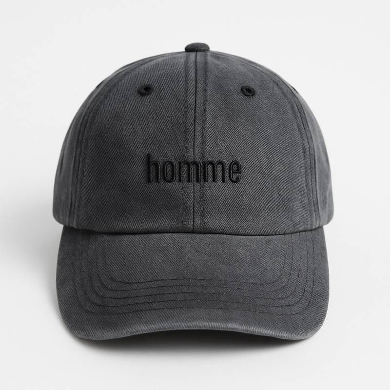 Homme Embroidered Dad Cap - Minimalist Men's Baseball Hat, Classic French Style von ThreadtalksCo