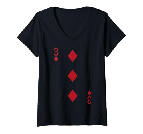 Damen DREI Karten Poker Vegas Kostüm T-Shirt mit V-Ausschnitt Damen DREI Karten Poker Vegas Kostüm T-Shirt mit V-Ausschnitt von Three Cards Outfit