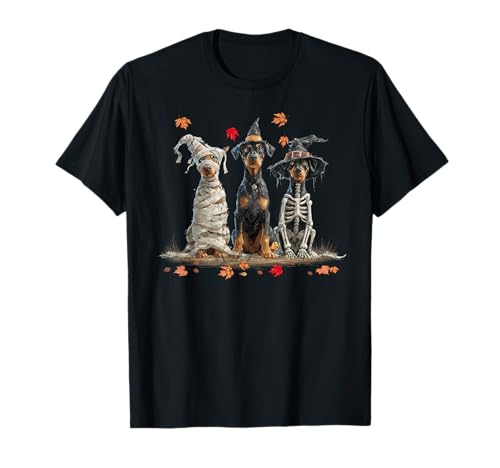 Lustige Dobermann Geist Hunde Halloween für Frauen Männer T-Shirt Lustige Dobermann Geist Hunde Halloween für Frauen Männer T-Shirt von Three Doberman Dog Puppy Halloween Men Women