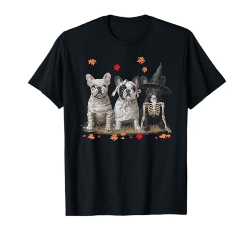 Lustige französische Bulldogge Geisterhunde Halloween für Frauen Männer T-Shirt Lustige französische Bulldogge Geisterhunde Halloween für Frauen Männer T-Shirt von Three French bulldog Dog Puppy Halloween Men Women