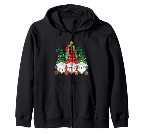 Zwerge Weihnachtsbaum Zwerg Xmas Lights Buffalo Plaid Frauen Kapuzenjacke Zwerge Weihnachtsbaum Zwerg Xmas Lights Buffalo Plaid Frauen Kapuzenjacke von Three Gnomes Christmas Lights For Women