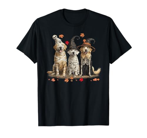 Lustiger Golden Retriever Ghost Dogs Halloween für Frauen Männer T-Shirt von Three Golden retriever Dog Puppy Halloween Men