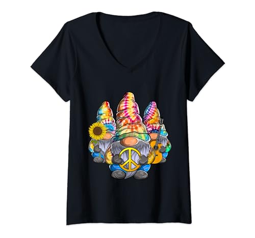 Damen Drei Hippie-Zwerge, Batikfärbung, lustiges Design für Männer und Frauen T-Shirt mit V-Ausschnitt Damen Drei Hippie-Zwerge, Batikfärbung, lustiges Design für Männer und Frauen T-Shirt mit V-Ausschnitt von Three Hippie Tie Dye Gnomes