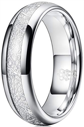 Three Keys Jewelry Herren Frauen Wolfram Meteorit Jagd Karbid Unisex Viking Hochzeit Bands Ringe für Männer Frauen 6mm Comfort Fit Vintage Silber Größe 12 von Three Keys Jewelry