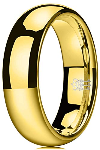 Three Keys Jewelry Männer Hochzeit Bands 6mm Gold Wolframkarbid Ring mit Juwelen gewölbt poliert Unendlichkeit einzigartig für ihn Größe 12 von Three Keys Jewelry